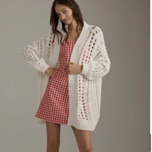 Maeve Oversized Open-Stitch Long Sleeve Cardigan Sweater